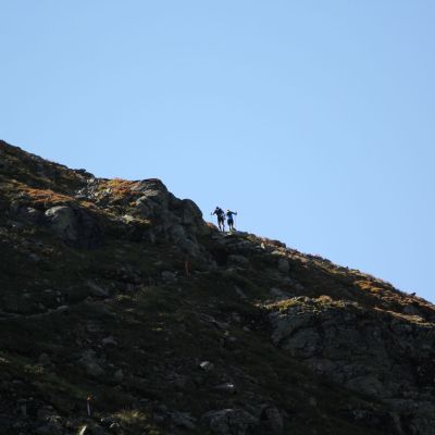 Die Führenden verschwinden am Horizont.