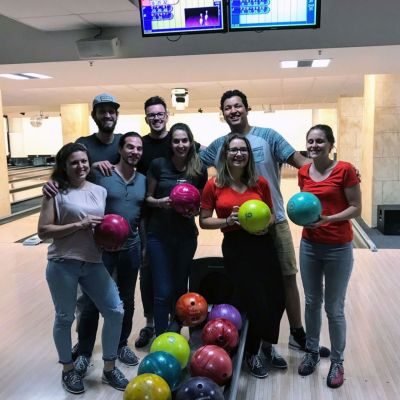 Juni 2018: Beim Bowling-Abend eine ruhige Kugel schieben.