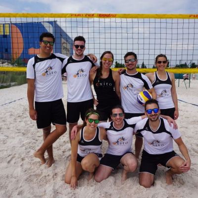 Juni 2018: Die exito Beachvolleyball-Teams belegen beim MTP Summer Day glorreich die Plätze 1 und 3. Hurra, unser erster Turnier-Sieg!
