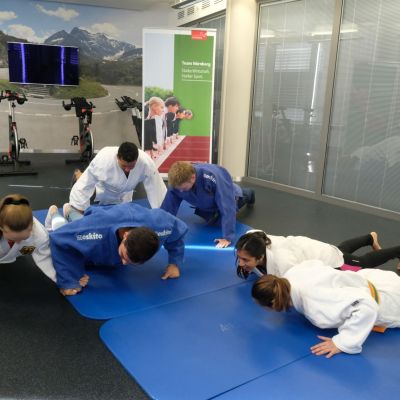 August 2019: Judo-Schnupperkurs für das exito-Team im Rahmen der Team Nürnberg Ehrung für Darja Dorowskich.