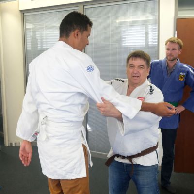 August 2019: Judo-Schnupperkurs für das exito-Team im Rahmen der Team Nürnberg Ehrung für Darja Dorowskich.