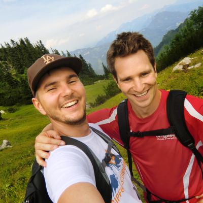 Lukas und Bart auf dem Weg zum Großen Traithen.