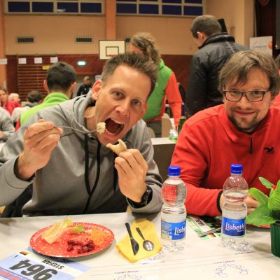 "Pasta-Party" auf Französisch. Es wurde eher ein leckeres "Drei-Gänge-Menü" ;-)