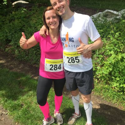 Frankenweg-Lauf 2016: Jenni und Lutz laufen von Behringersmühle nach Obertrubach.