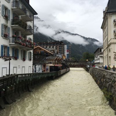 Der erste Eindruck nach unserer Ankunft in Chamonix. Es regnet ...