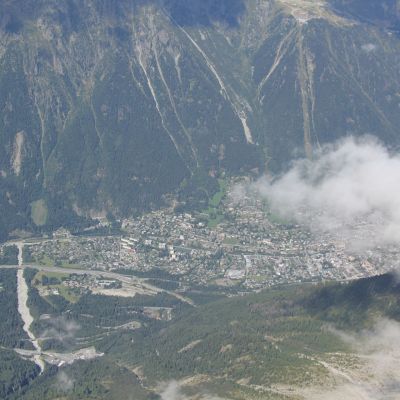 Der Blick hinunter nach Chamonix.