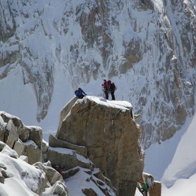 Klettern am Aiguille du Midi.