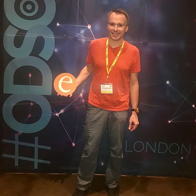 September 2018, London: "Doc Data" Thomas auf der Open Data Science Conference (ODSC).