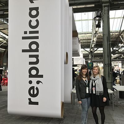 Mai 2019: Eindrücke von der re:publica in Berlin. Die exito #rp19 Crew Nicole und Mia.