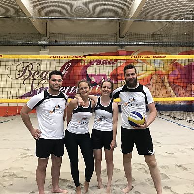 Mai 2019: Nachwuchs im Beachvolleyball-Team: Johanna, Sarah, Yazan und Tim.