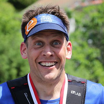 Juni 2019: Frankenweg-Lauf in der Fränkischen Schweiz. Stefan landet beim Marathon in 4:19:04 auf Platz 11 (Platz 2 AK M40).