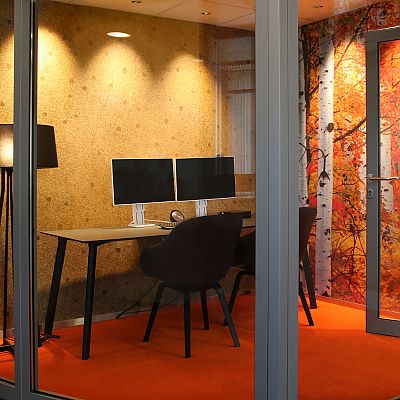März 2020: Foto-Session nach der exito Büro-Erweiterung: Der "Orange"-Room.