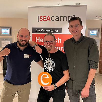 Oktober 2022, Jena: Michael und Philipp beim SEAcamp mit Veranstalter Thomas Grübel.