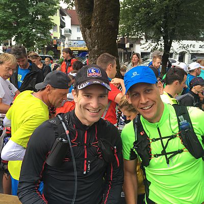 Juli 2015: Zugspitz Trailrun Challenge, SCOTT Rock the Top Trail Marathon. Startaufstellung in Ehrwald.