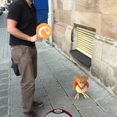 Juli 2016, Nürnberg: Gefangen, samt "e"! PokémonGo Fieber erreicht exito ;-)﻿