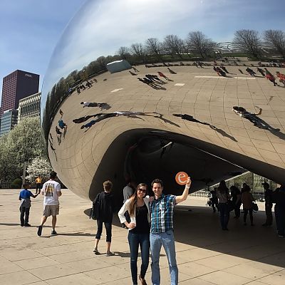 April 2016, Chicago: Amanda, Bart und Jochen bei einem Besuch des Millennium Parks.