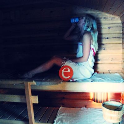 August 2014, Finnland: Mit Silja war unser "e" zum ersten Mal in der Sauna ...