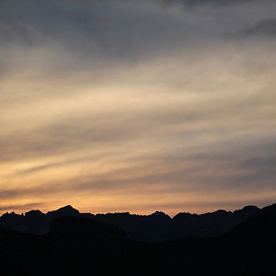 Sonnenuntergang. Blick in Richtung Nebelhorn.