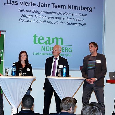 Dezember 2017: Abschlussveranstaltung 2017. Talk "Das 4. Jahr Team Nürnberg". Copyright: Stadt Nuernberg - SportService.