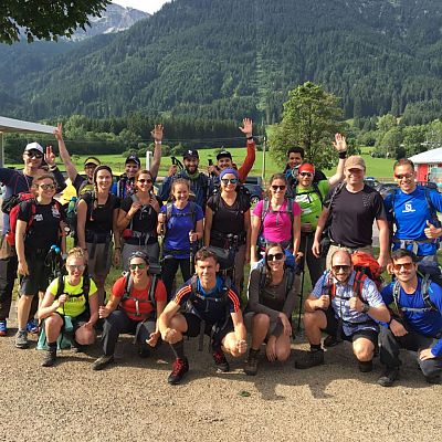 Juli 2017: 22 Gipfelstürmer machen sich in Pfronten auf den Weg nach Nizza. Die erste 4-Tages-Etappe führte die Fernwanderer nach Oberstdorf.
